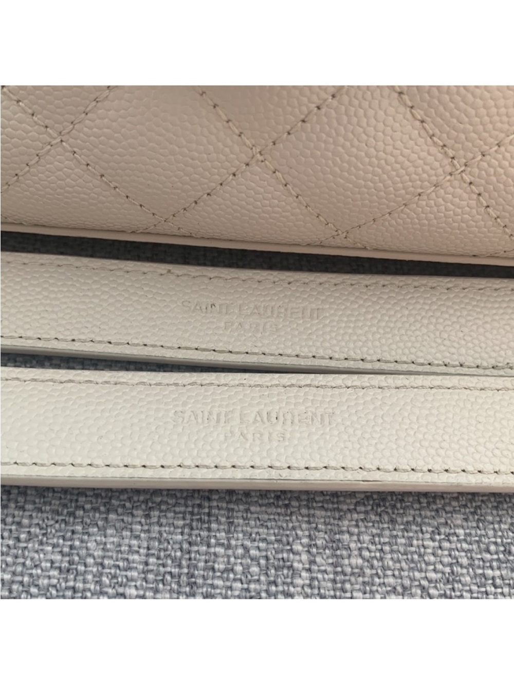 Authentic Saint Laurent Cream Quilted Leather Shoulder Bag with Gold Hardware - Picture 7 of 12